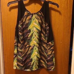 Brown and Black Graphic Tank Top with Relaxed Fit